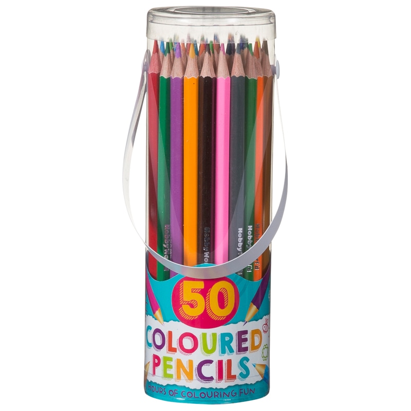 Hobby World Coloured Pencils 50pk Kids Arts & Crafts B&M