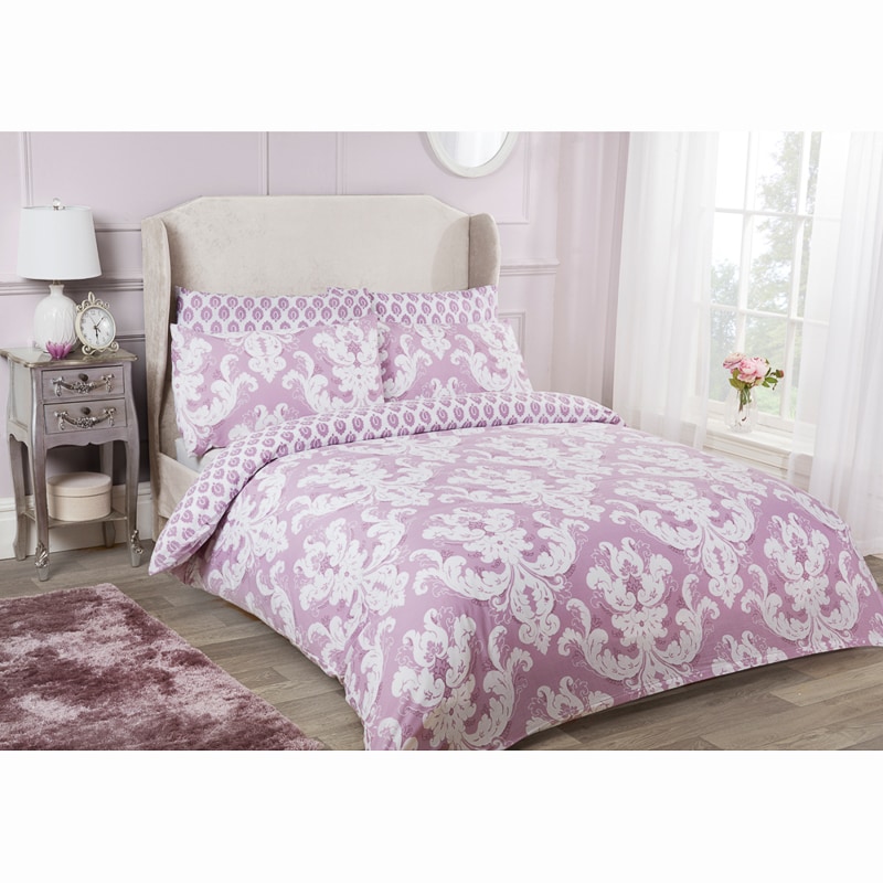 Damask Double Duvet Set Twin Pack Mauve Bedding B M 324292 332023 Damask Twin Pack Bed Set Lilac