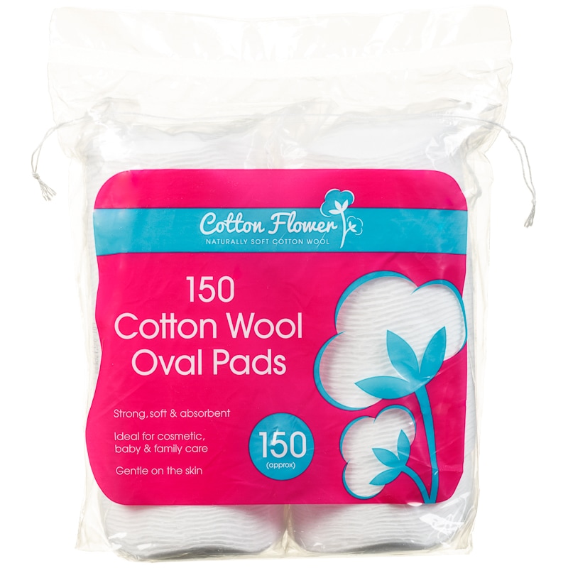 Cotton Wool Oval Pads 150pk Health & Beauty B&M