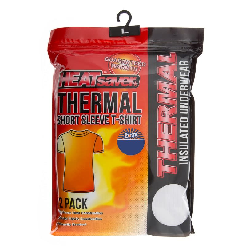 HEATsaver Mens Thermal Short Sleeve TShirt 2pk White Clothing