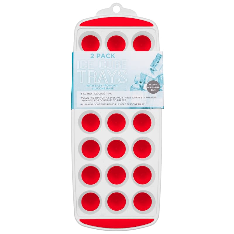 Silicone Pop Out Ice Cube Trays 2pk Red Kitchen B&M