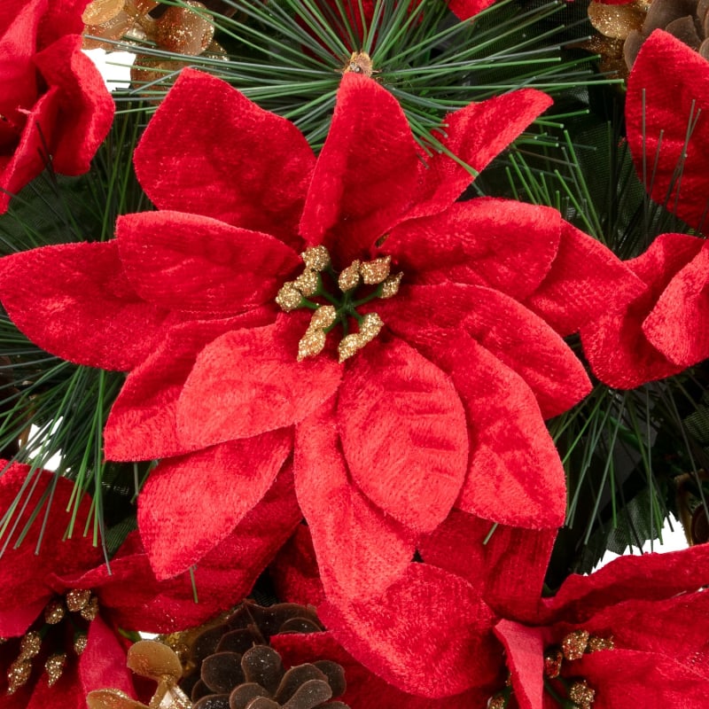 Glitter Grave Pot Red Poinsettia Vases & Artificial Flowers B&M