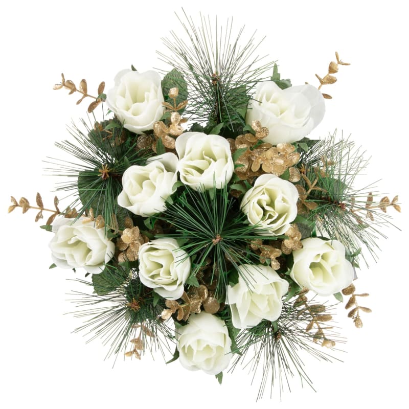 Glitter Grave Pots White Roses Vases & Artificial Flowers B&M