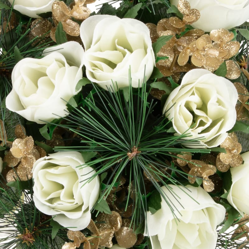 Glitter Grave Pots White Roses Vases & Artificial Flowers B&M