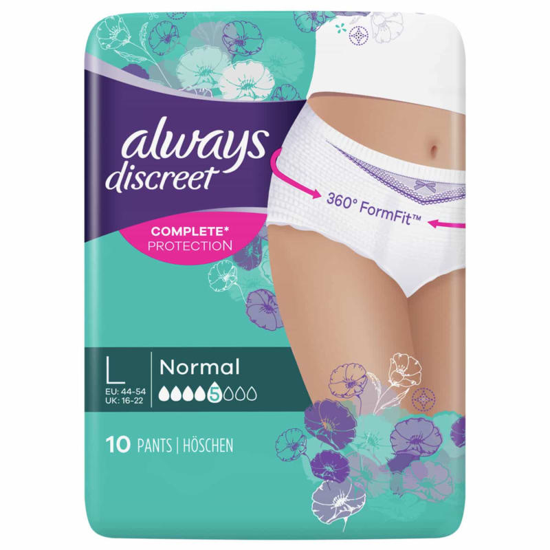 Always Discreet Large Underwear 10pk Health & Beauty B&M