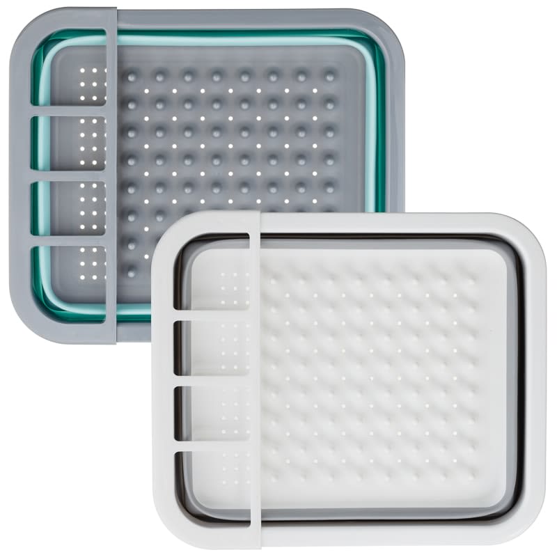 Addis Collapsible Dish Drainer Aqua & Grey Kitchen B&M