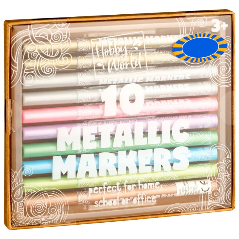 Hobby World Premium Metallic Markers 10pk Stationery B&M