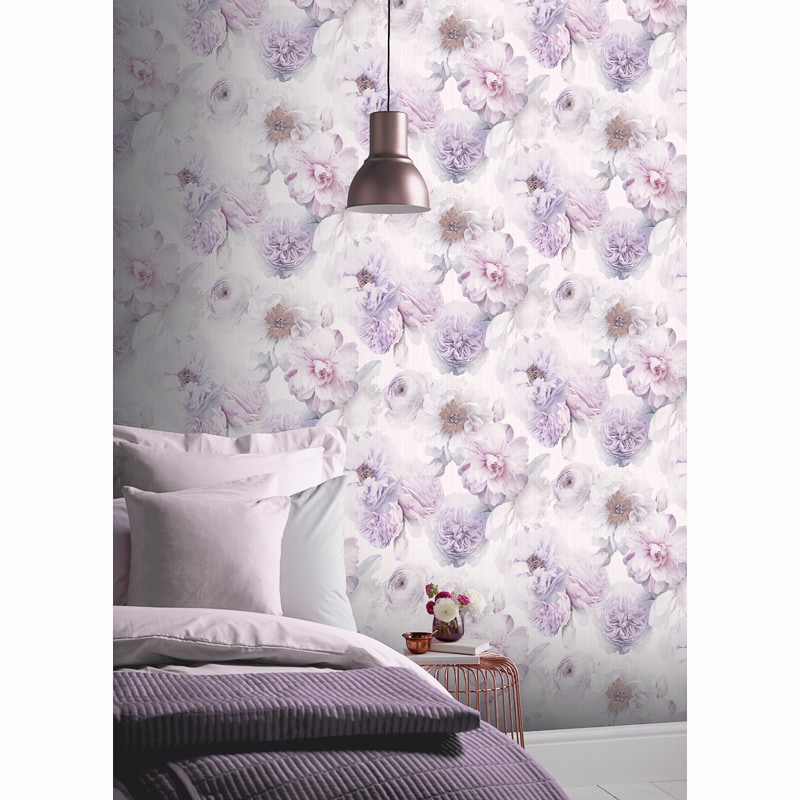 Diamond Bloom Floral Wallpaper Lavender DIY B&amp;M