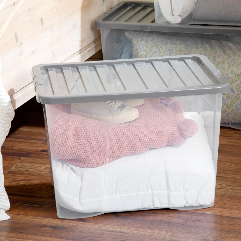 Large Storage Box with Lid 80L Storage Boxes B&M