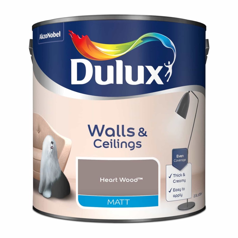 Dulux Matt Paint 2.5L Heart Wood DIY Paint B&M
