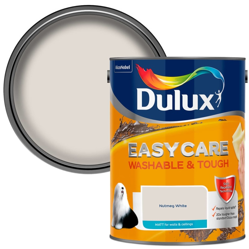 Dulux Easycare Matt Paint 5L Nutmeg White DIY B&M