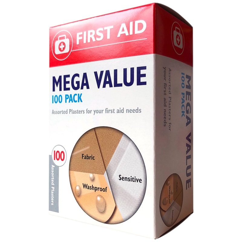 First Aid Assorted Plasters 100pk Healthcare B&M