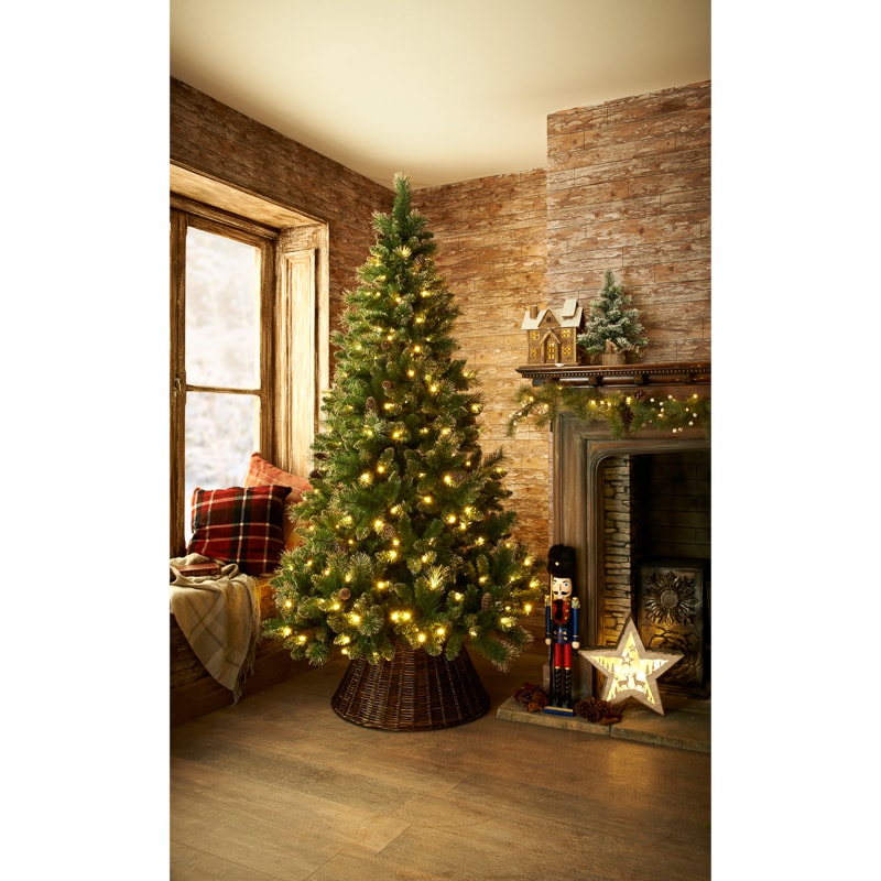 Pre-Lit Vermont Champagne Glitter Christmas Tree 7ft | Xmas - B&M