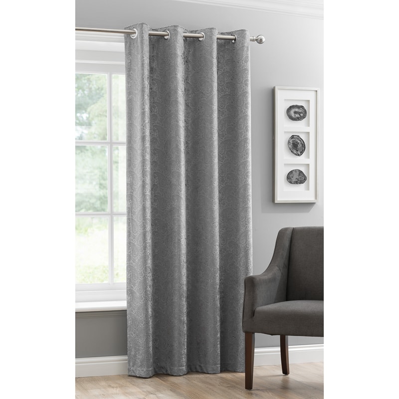 Paisley Embossed Velvet Fully Lined Panel 54 X 86 Charcoal B M
