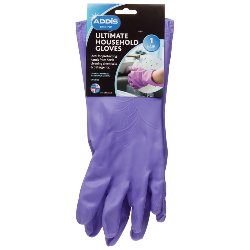 Addis Ultimate Household Gloves Purple Washing Up B&M