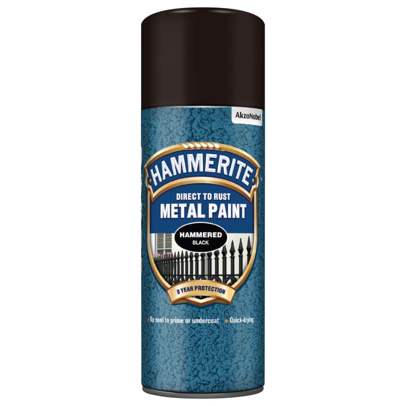 Hammerite Metal Paint 400ml Hammered Black DIY B&M
