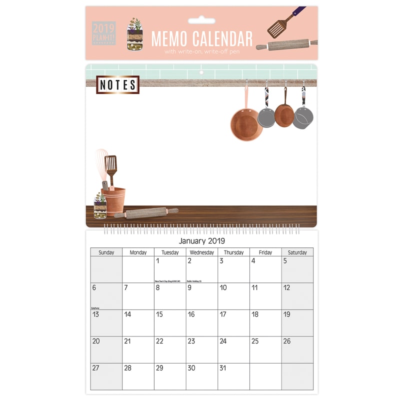 memo calendar 2019 kitchen stationery b m