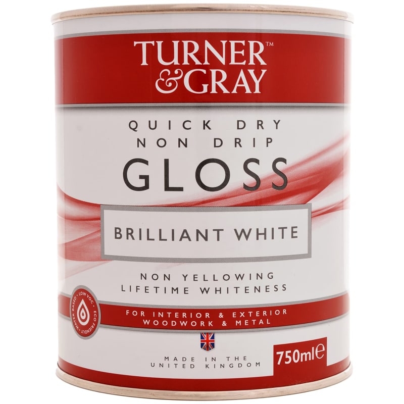 Turner & Gray Quick Dry Non Drip Gloss 750ml Brilliant White Paint