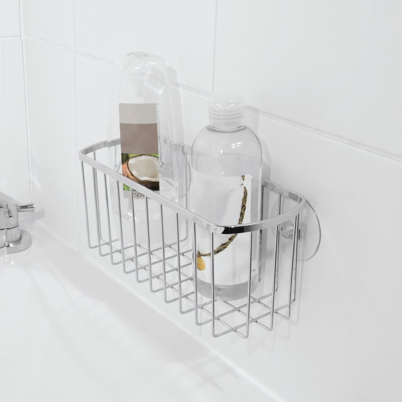 Stainless Steel Suction Basket Bathroom Storage B&M