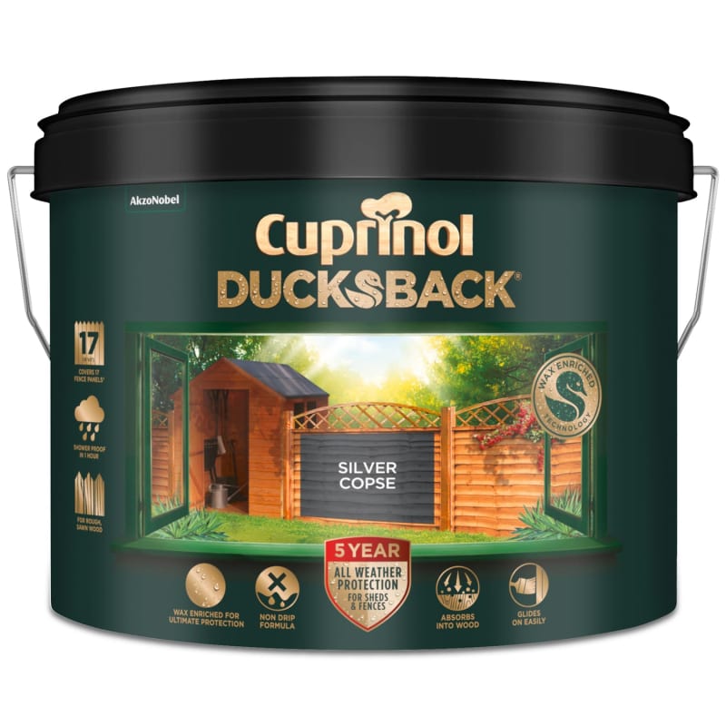Cuprinol 5 Year Ducksback Silver Copse 9L Fence Treatment