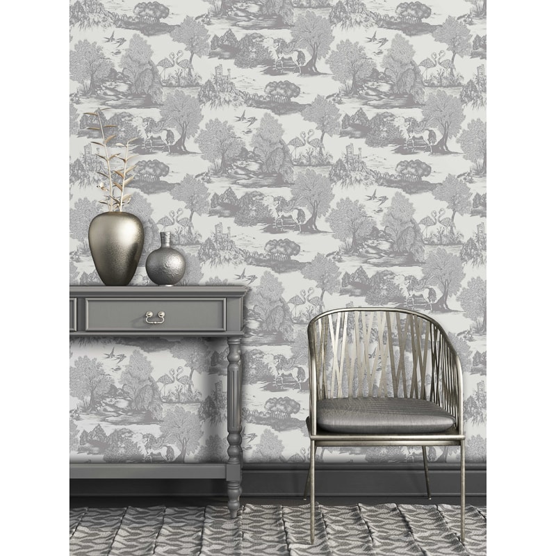 Pegasus Wallpaper Silver DIY Wallpaper B&amp;M