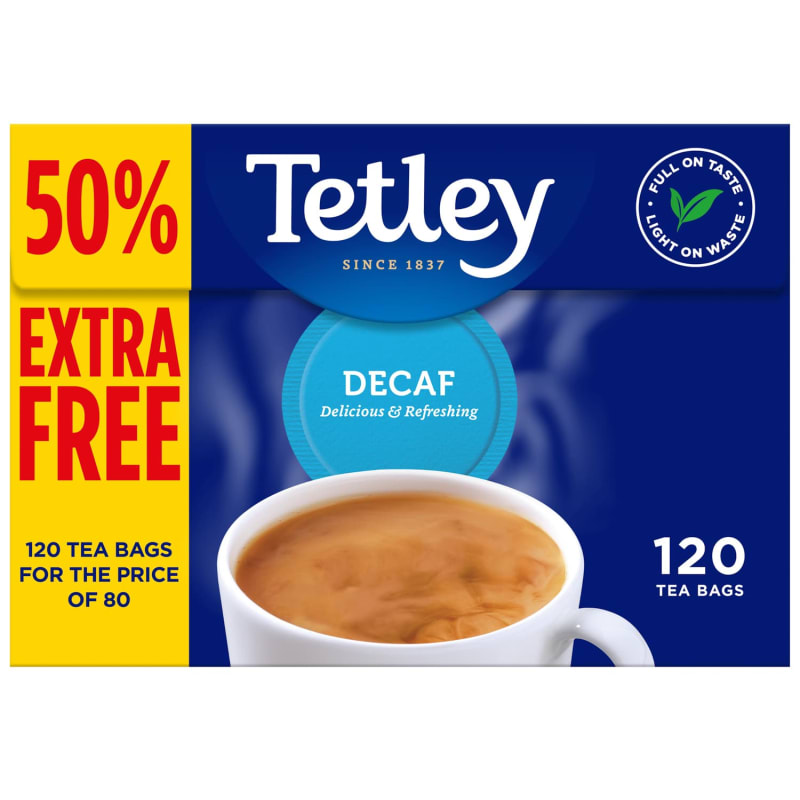 Tetley Decaf Tea Bags 120pk Tea, Coffee & Hot Drinks B&M