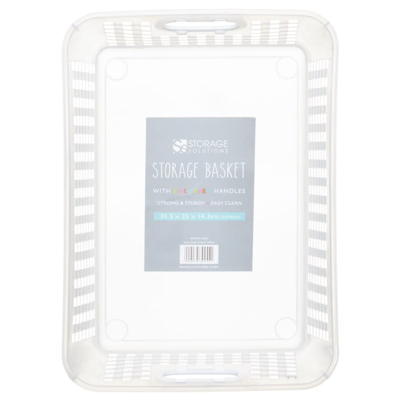 Storage Basket with Colour Handle White Storage B&M