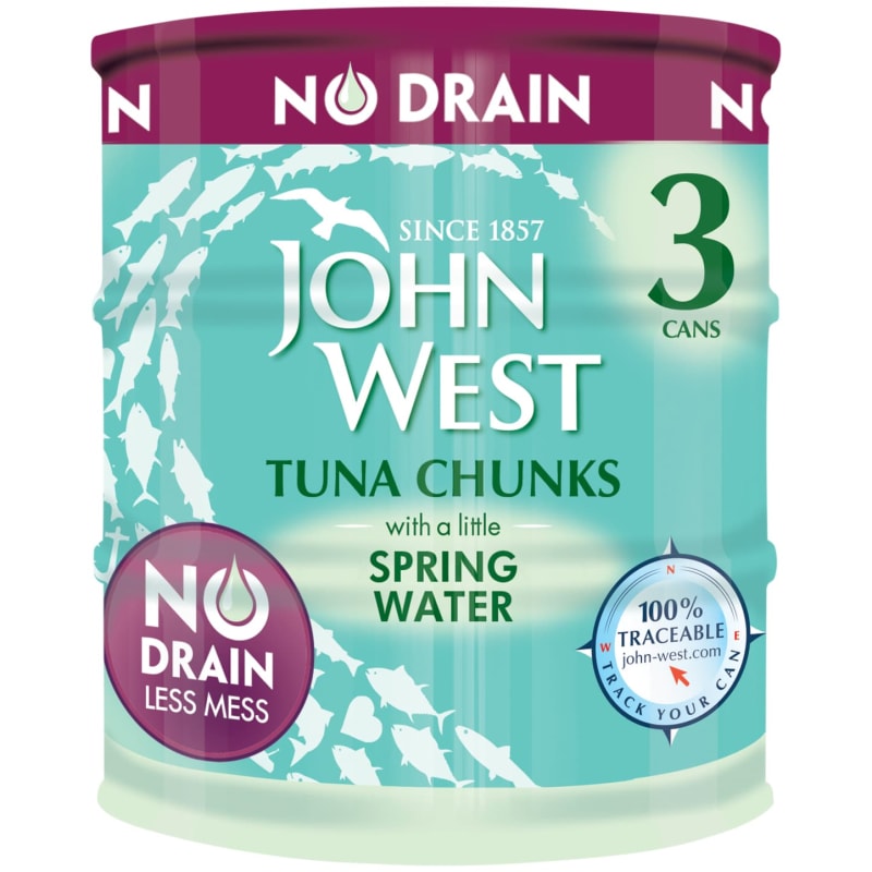 John West Tuna Chunks in Spring Water 3pk Groceries B&M