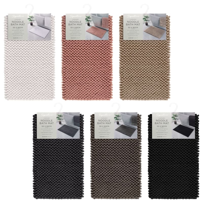 Signature Microfibre Noodle Bath Mat Black Bath Mats B&M Stores