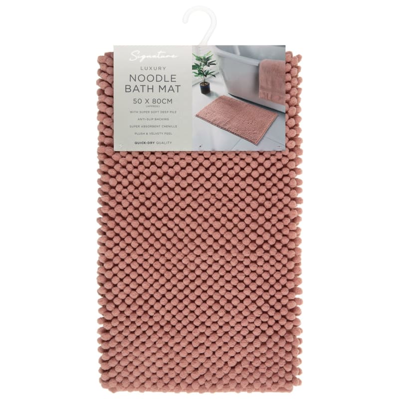 Signature Microfibre Noodle Bath Mat Blush Bath Mats B&M