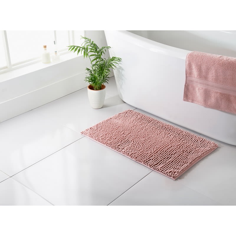 Signature Microfibre Noodle Bath Mat Blush Bathroom B&M