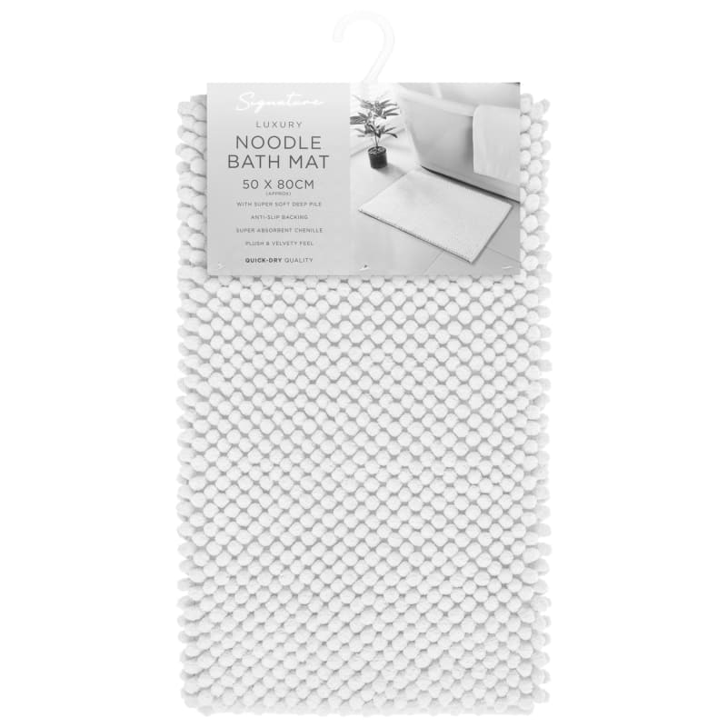 Signature Microfibre Noodle Bath Mat White Bath Mats B&M Stores