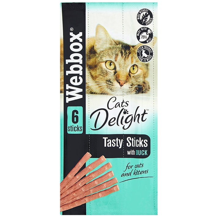 Webbox Cats Delight Tasty Sticks 6pk Duck Pets B&M