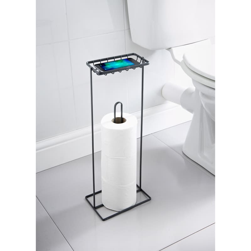 Toilet Roll Stand Phone Holder Grey
