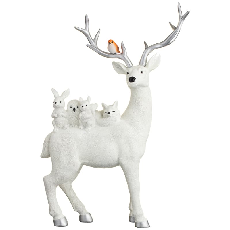 Stag & Woodland Animals Ornament White Decorations B&M