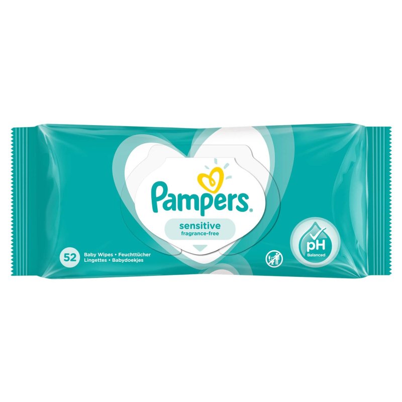 Pampers Scented Fragrance Free Wipes 52pk Baby B&M
