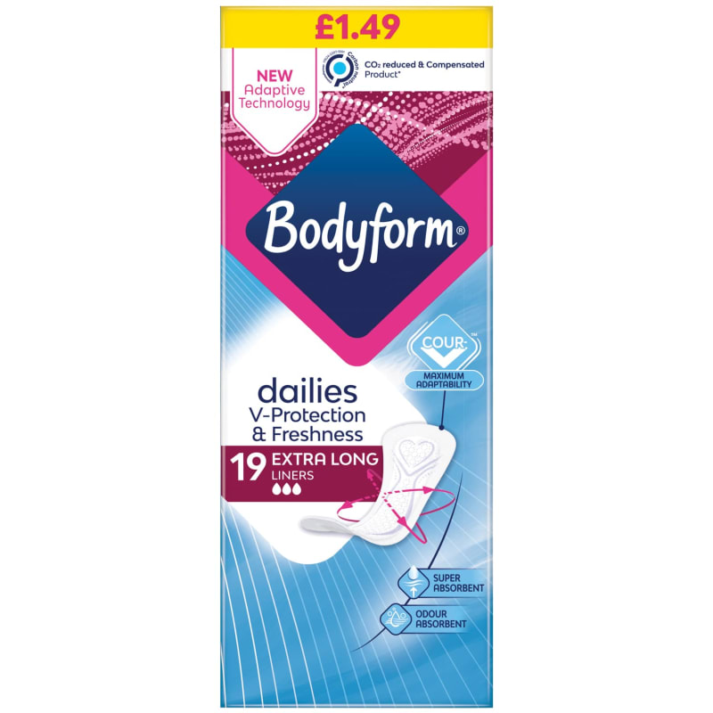 Bodyform Extra Long Liners 19pk Health & Wellbeing B&M