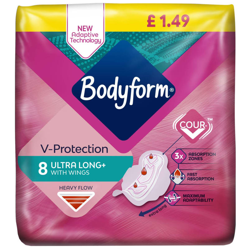 Bodyform Ultra Long Pads with Wings 8pk Health & Wellbeing B&M