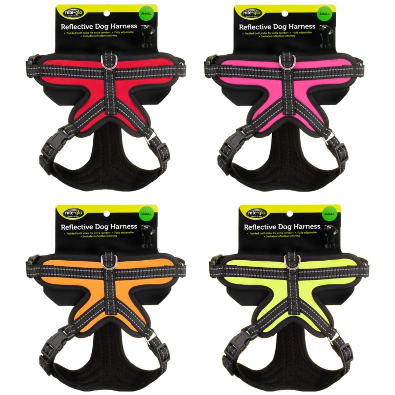 Nite Glo Reflective Dog Harness Yellow Dog Collars B&M