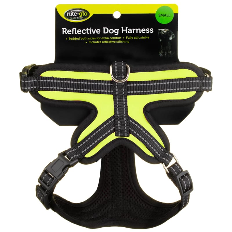 Nite Glo Reflective Dog Harness Yellow Dog Collars B&M