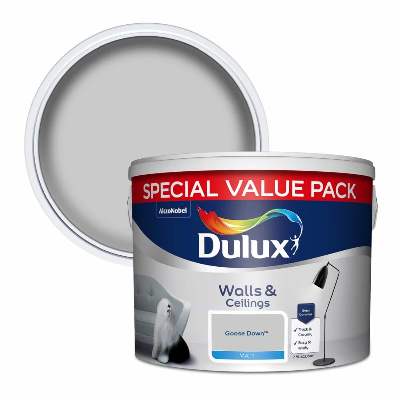 Dulux Matt Paint 7.5L Goose Down DIY B&M