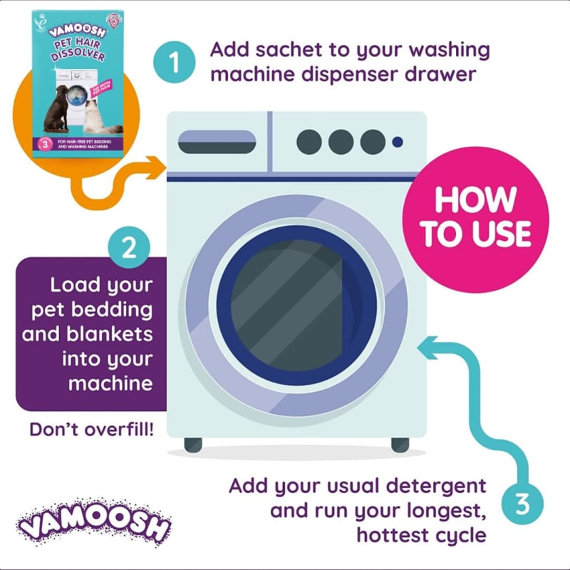 Vamoosh Pet Hair Dissolver Sachets 3pk for Washing Machines B&M