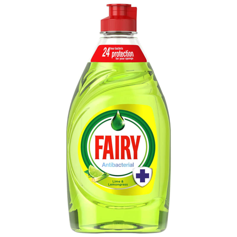 Fairy Antibacterial Washing Up Liquid 383ml - Lime & Lemongrass - B&M