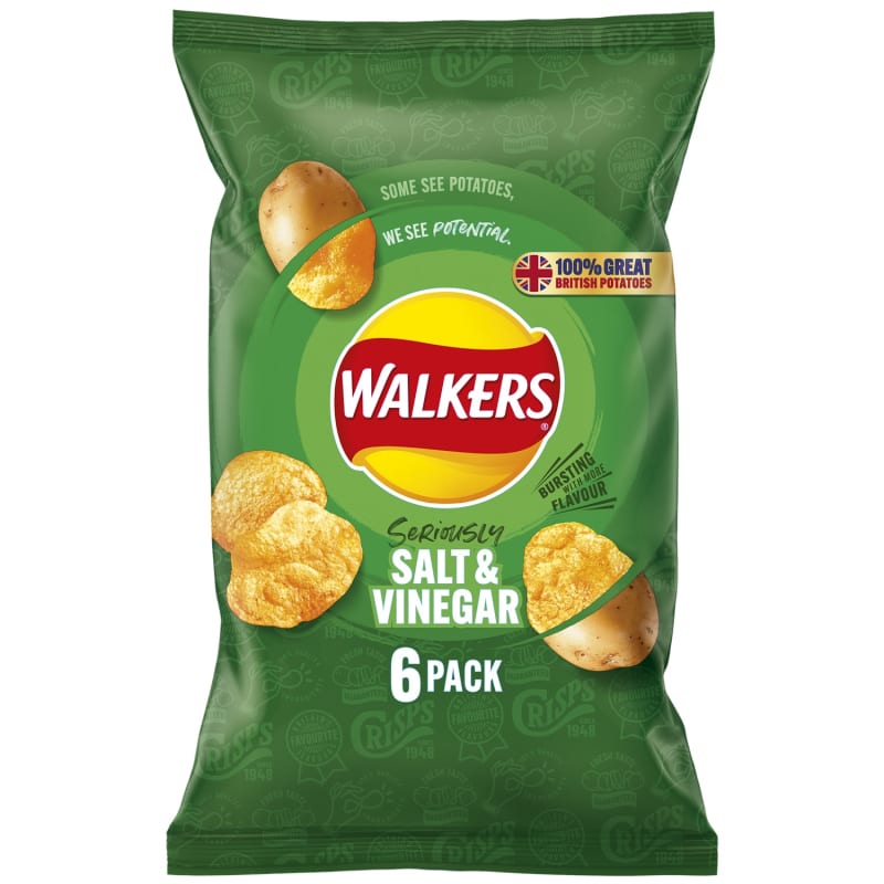 Walkers 6pk - Salt & Vinegar | Crisps - B&M