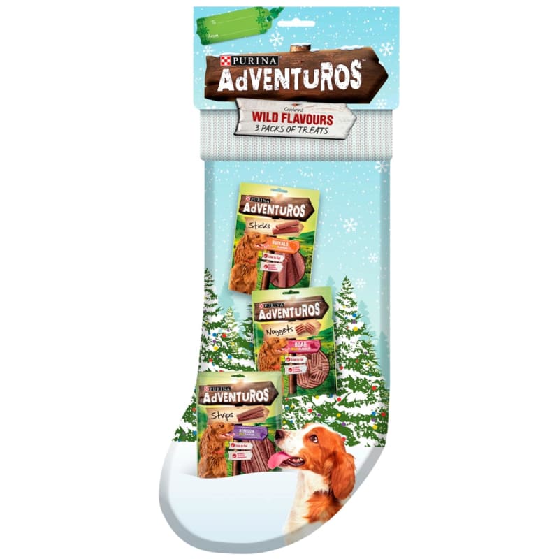 Adventuros Wild Flavours Christmas Stocking 3pk Pet Treats B&M