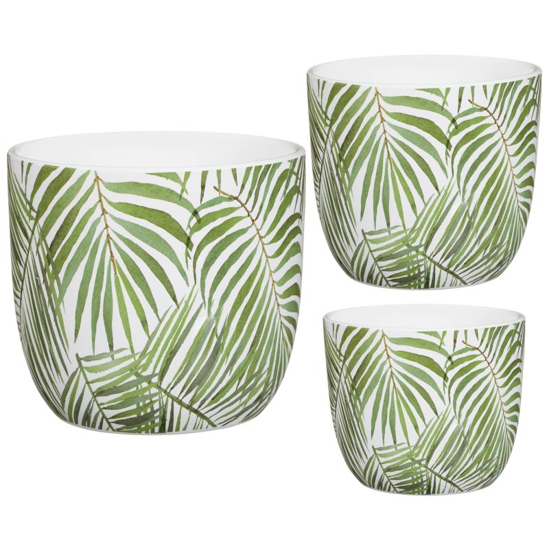 Ceramic Plant Pots 3pk - Tropical | Garden - B&M