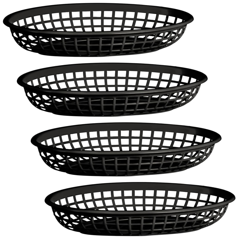 Food Serving Baskets 4pk Black Kitchen Accessories B&M