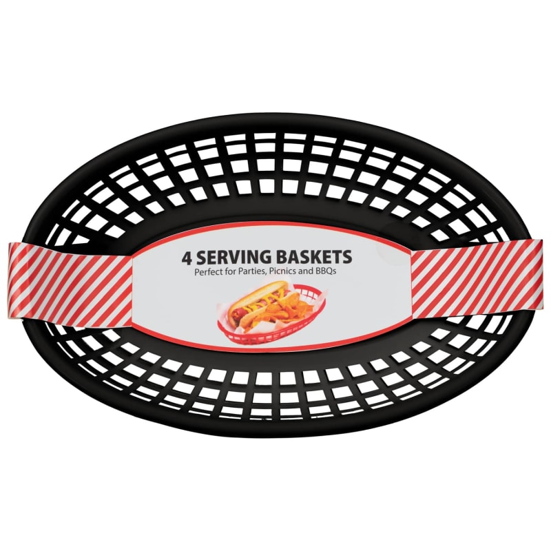 Food Serving Baskets 4pk Black Kitchen Accessories B&M