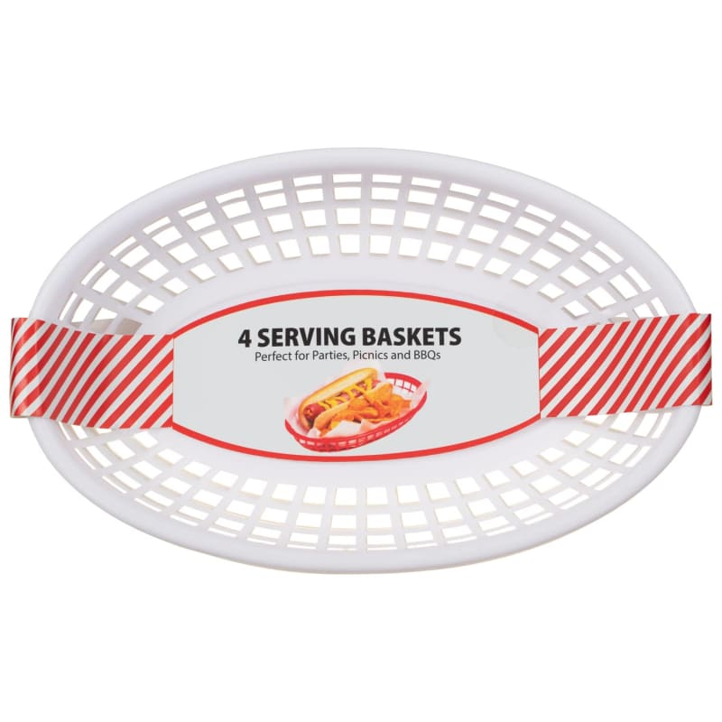 Food Serving Baskets 4pk White Kitchen Accessories B&M