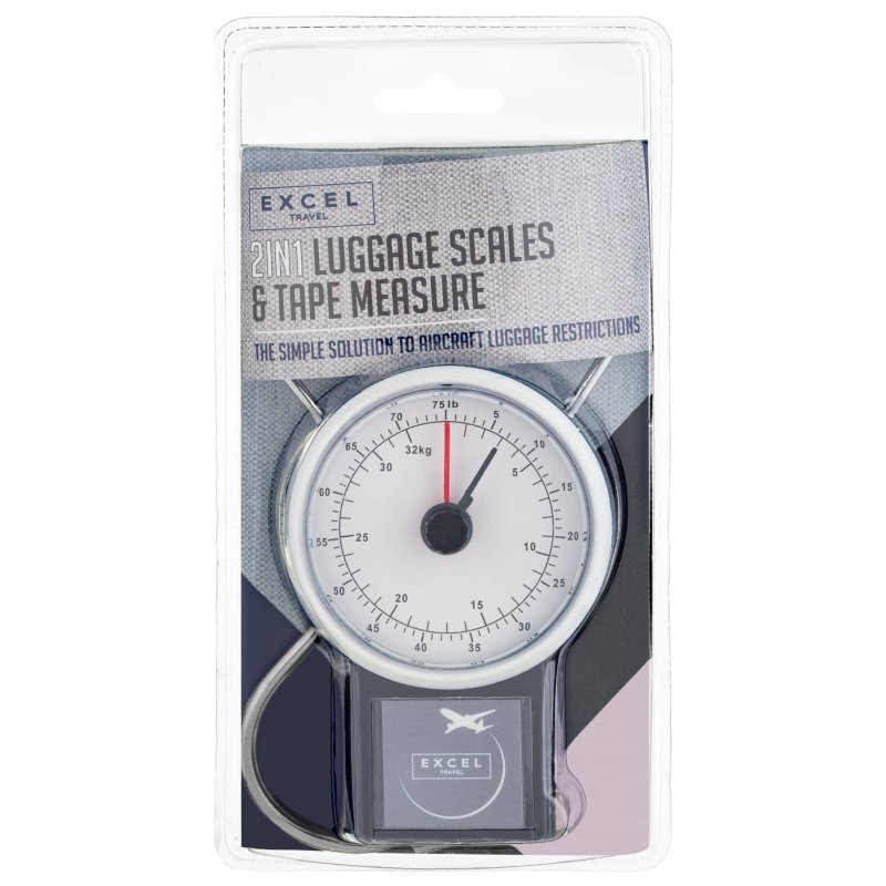 2-in-1 Luggage Scales with Tape Measure - Grey | Travel - B&M
